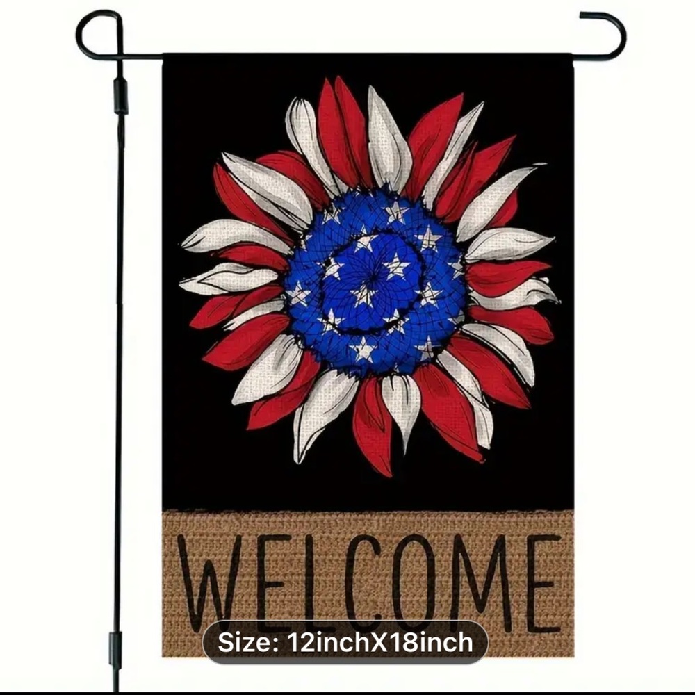 Patriotic Sunflower Garden Flag